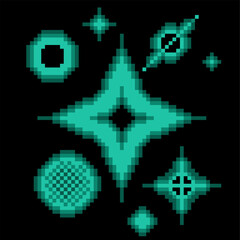 Fototapeta premium Multiple Style of Blinking Star, Pixel Art Style Template