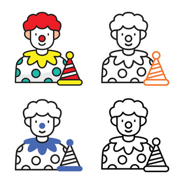 Clown avatar icon design in four variation color