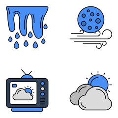 Set of Weather and Meteorology Flat Icons

