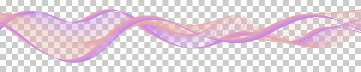 Undulate wave swirl swoosh. Dynamic soundwave; dynamic twisted line. Iridescent color flow flying air wind veil.  Transparent isolated abstract twirl border curve. Vector illustration