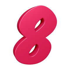 3d pink number 8 design for math, business and education concept 