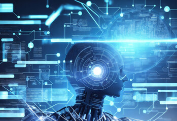 artificial intelligence robot futuristic future world modern electronic background