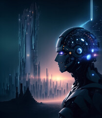 artificial intelligence robot futuristic future world modern electronic background