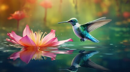 Fototapeta premium Capturing the Close-up Beauty of a Flying Hummingbird. 