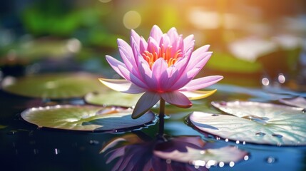 Capturing the Close-up Beauty of a lotus flower. Soft bokeh at the background.