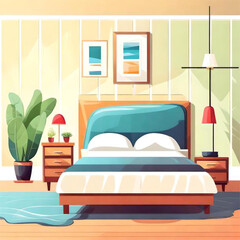  Illustration of a bedroom interior