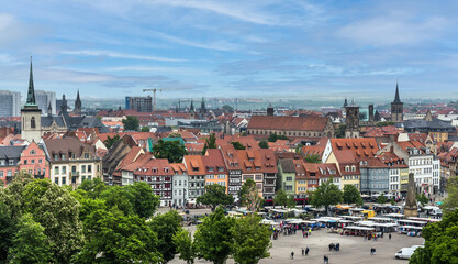 Naklejka na ściany i meble Panoramic aerial view of Erfurt,Germany
