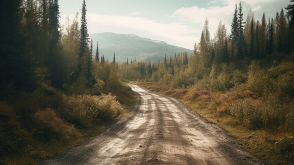 Fototapeta na wymiar Road in Alaska. Generative AI