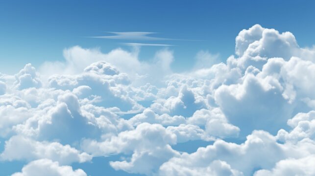 Ciel bleu nuageux, soleil et nuages blanc, fond graphique, illustration ia générative