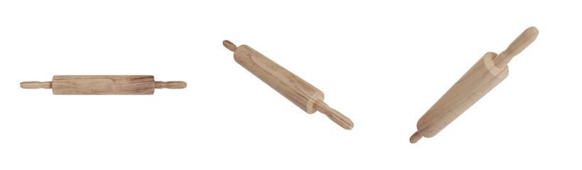 wood rolling pin 3d render set 