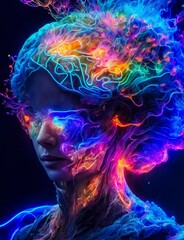 Woman's Brain,  fighting anxiety.
Digital brain waves