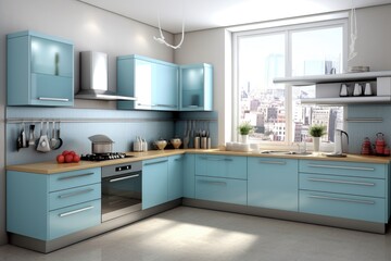 Interior of modern comfortable kitchen, AI generated