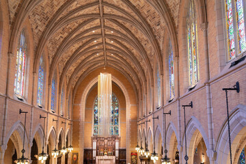 landmark episcopal cathedral interior of english gothic style architecture in minneapolis minnesota