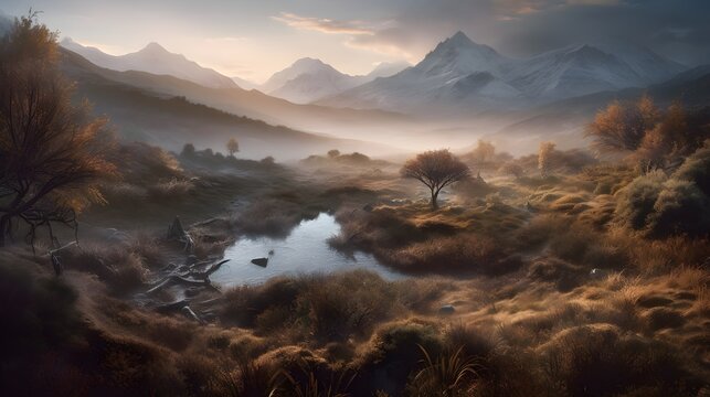 Nature Photography of Beautiful Mountscape. Created with Generative AI Technology