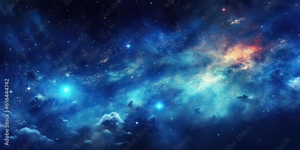 Wall mural blue space background with light and pattern. abstract art concept wallpaper. generative ai illustra
