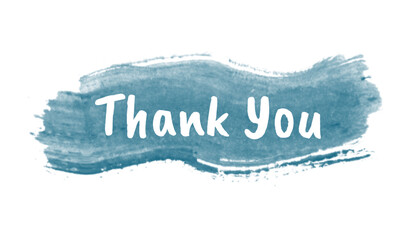 thank you lettering, thank you card, ready to print, vector hand drawn lettering, banner, borderline, white lettering on prussian blue watercolour splash background 