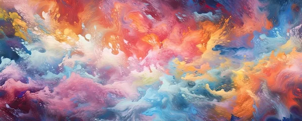 Crédence de cuisine en verre imprimé Mélange de couleurs wintry cosmic landscape through this mesmerizing abstract painting