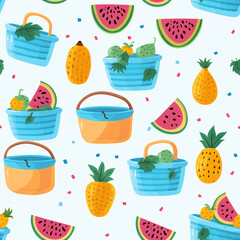 Seamless pattern - summer fruits  based on generative AI