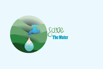 vector illustration save water with paper cut concept