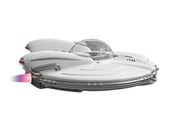 retro ufo spaceship is passing by on side view © DM7