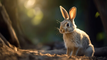 Naklejka na ściany i meble Close-up of a rabbit at field