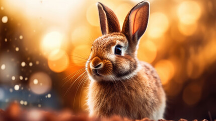 Fototapeta na wymiar Close-up of a rabbit at field