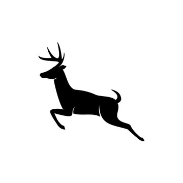 recommend clip art: jumping deer icon illustration, simple deer logo design