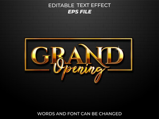 grand opening text effect, font editable, typography, 3d text. vector template