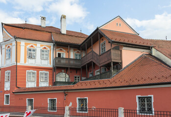 A view of an incredible historic building in the city of Sibiu. Transylvania. Romania