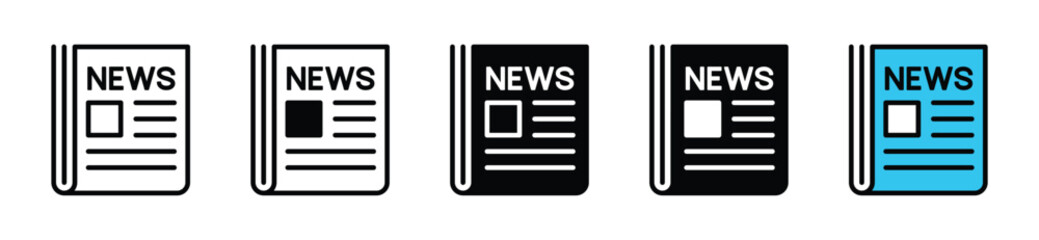 Newspaper icon. News icon symbol in line and flat style on white background with editable stroke for apps and websites. Vector illustration EPS 10