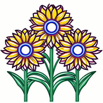 Illustration of a sunflowers on a white background - vector
