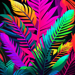 Seamless pattern with tropical palm leaves. Vector illustration. EPS 10