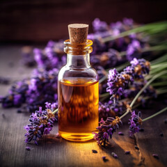 Spa still life with lavender oil.Lavande, produits cosmétiques naturels