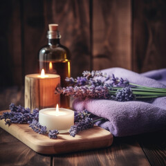 Obraz na płótnie Canvas Spa still life with lavender oil.Lavande, produits cosmétiques naturels