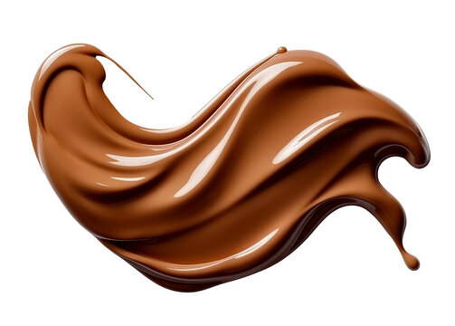 Melted Chocolate Dripping Chocolate Syrup Smear Isolated On Transparent Background