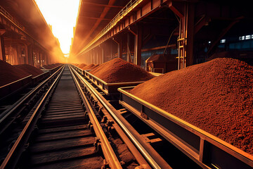 Naklejka premium Iron ore mines. AI technology generated image