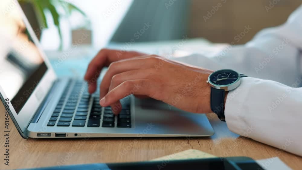 Leinwandbilder laptop, search and hands of business man in office for networking, digital and email. website, onlin
