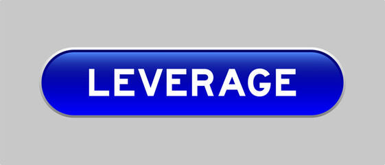 Blue color capsule shape button with word leverage on gray background