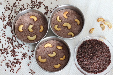 Poongar rice vattayappam. Steamed rice cake made with a fermented batter of poongar rice and coconut and steamed in a round dish