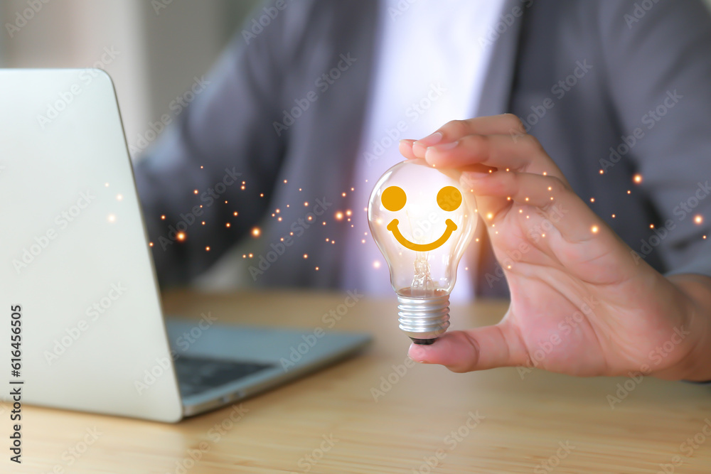Aufkleber customer service satisfaction survey feedback for business review rating and best service or finance