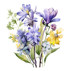 Obraz na płótnie Canvas Wildflower Watercolor Clip Art, Watercolor Illustration, Flowers Sublimation Design, Flower Clip Art