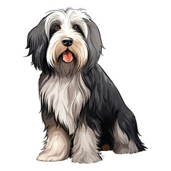 Imaginative Portrait: A Charming 2D Illustration Featuring a Bearded Collie Dog