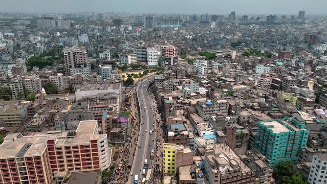 Dhaka City Aerial View, Sadarghat, Buriganga River, Puran Dhaka, Ahsan Manzil