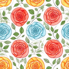 Seamless Pattern English Juliet Rose Illustration Generative AI 005