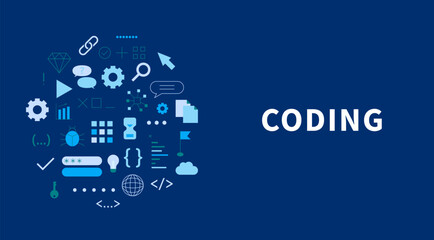 Programming code abstract technology background. Web development, coding and programming responsive layout internet site or app of devices. Creation digital Software mobile, desktop platforms