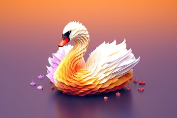 Obraz premium 3d cute swan Generative AI illustration