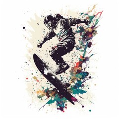 snowboarder jumping in the air. generative AI. 