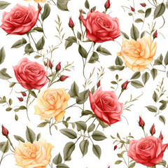 Vibrant Rose Watercolor Seamless Patterns, Floral Sublimation for Tumblers, Scrapbooks, and Wallpaper Generative AI 006