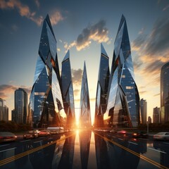 Obraz na płótnie Canvas A group of skyscrapers of the future