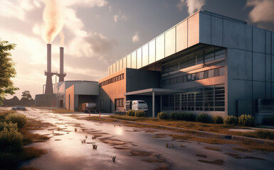 Fototapeta premium 3D modern factory building design